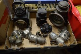 Quantity of early bicycle and automobile lamps etc.