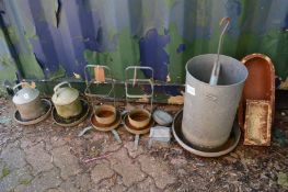 Galvanised bird feeders etc.