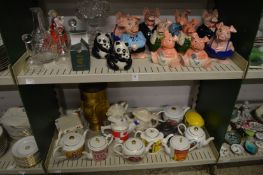 Wade piggy banks, collectors teapots etc.