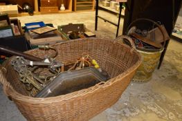 Metal ware, lighting, large basket etc.