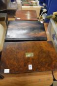 A Victorian walnut writing slope and two other boxes.