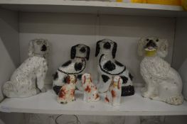 Staffordshire pottery spaniels.