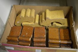 Two sets of pottery pot plant feet.