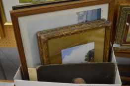 David Hill, figures by a country cottage, watercolour, a pair together with other paintings and