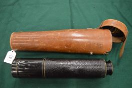 Ross of London, a leather cased telescope.