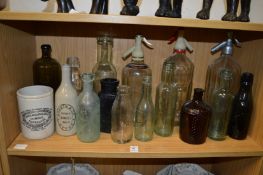 Early glass and stoneware bottles etc.