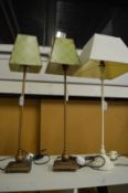 Three table lamps.