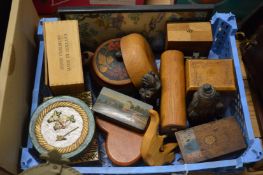 A collection of wooden boxes etc.