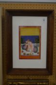 An Indian erotica miniature painting, framed and glazed.