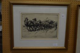 George Soper, Timber hauling no.11, etching, signed.