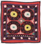 An Uzbek Suzani embroidered textile 100cm x 90cm.