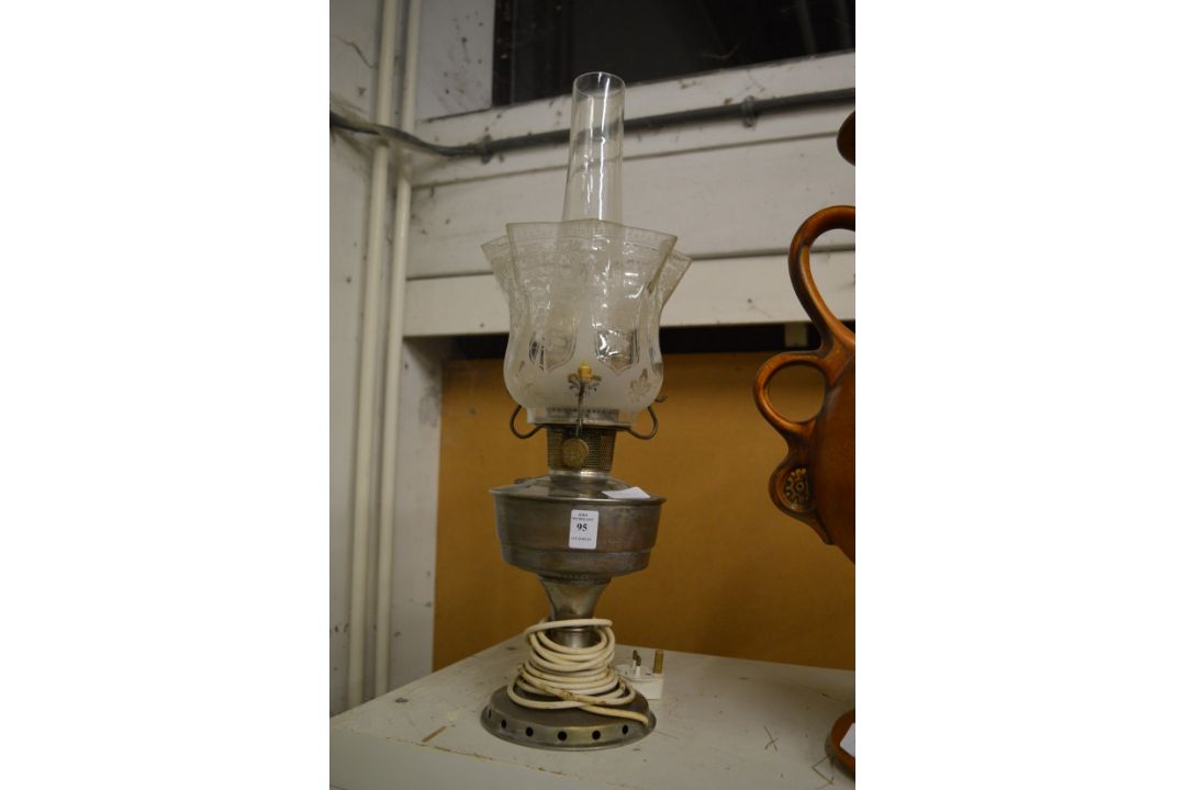 An oil lamp converted to electricity.