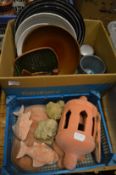 Decorative terracotta ornaments and other pottery to include slipware etc.
