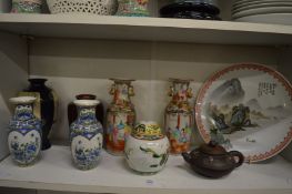 Oriental porcelain to include a pair of famille rose vases, Republican style plate etc.