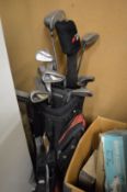 Golf clubs and a bag.