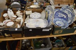 A quantity decorative blue and white and other china.