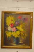 N le Bourge, Still life of colourful flowers, oil on canvas.