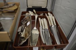 A small group of silver and plated items.