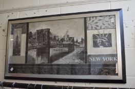 New York, collage study, black and white print with silver highlights.