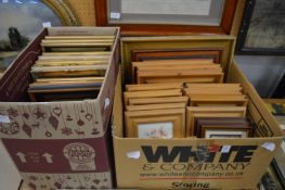 Large collection of framed paintings and prints.