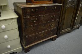 A George III mahogany four drawer chest (faults).