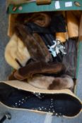 Fur hats and other ladies accessories to include gloves etc.