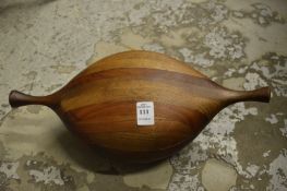 An unusual hardwood box and cover.