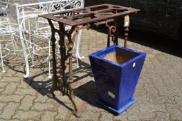 A cast iron table base.