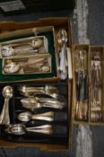Large quantity of plated flatware.