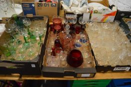 Large quantity of coloured and clear cut glassware etc.