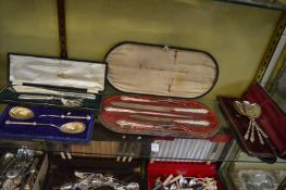 A good cased carving set and similar items.