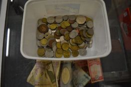 Coins and bank notes.