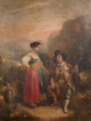 Attributed to Jerome Ambrosini (1810-1883), 'Peasants of Lubiaco, Italy', oil on canvas, 36