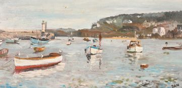 English Provincial School, Circa 1960, a set of three coastal scenes, oil on board, all signed '