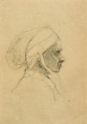 Henry Winslow (1874-1955), a head study of a female figure in profile, charcoal, with a signed