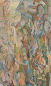 Mid-20th Century, an abstract study of figural shapes, oil on board, 36