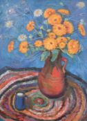 Rimma Kurilovich (1927-2002), Still life with marigolds, oil on canvas, signed, 26.5