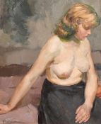 Roman Podebedov (1920-2000), the artist's model, oil on canvas, signed and dated 59, 24