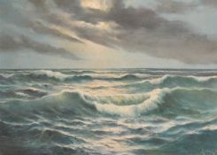 Roffell.... ?, circa 1945, a moonlit seascape, oil on canvas, signed and dated, 14.5