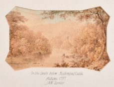 Circle of J M W Turner, 'On the Swale below Richmond Castle', watercolour, 4