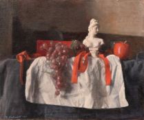 George Weissbort (1928-2013), a still life study of fruit and a marble figurine, oil on canvas