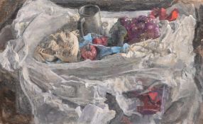 George Weissbort (1928-2013), a still life of fruit and a pewter tankard, oil on canvas laid down,