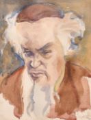 20th Century English School, a head study of a man with a beard and possibly a skullcap,