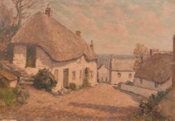 Henry Samuel Merritt (1884-1963), a view of cottages in Cadgwith, Cornwall, oil on board, signed,