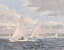 William Burns (20th Century), 'Sailing in the Estuary', oil on board, signed, 8