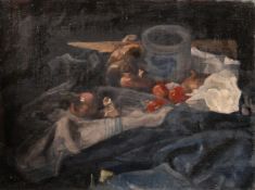 George Weissbort (1928-2013), a still life with garlic, oil on canvas laid down, signed, 14