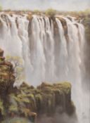 Joan Jocelyn (20th Century) Zimbabwe, a scene of Victoria Falls, pastel, signed, 20