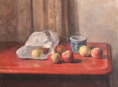 George Weissbort (1928-2013), a still life study of a basket of flowers, oil on canvas laid down,