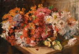 Geroge Mosson (1851-1933), a colourful still life of mixed flowers, oil on canvas, signed and dated,