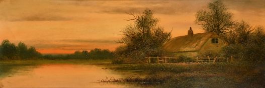 George Cole (19th Century), 'Sunset nr Hurley', a landscape at dusk, oil on board, signed and